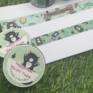 Lazing in the garden - Sleeping Cat Washi Tape - 1.5cm x 5m - Panda's Garden collection