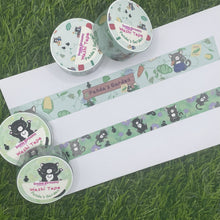 Load image into Gallery viewer, Lazing in the garden - Sleeping Cat Washi Tape - 1.5cm x 5m - Panda&#39;s Garden collection
