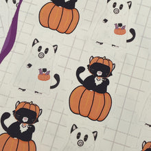 Load image into Gallery viewer, Purr-mpkin or Treat cute Halloween sticker sheet, cute cat stickers, halloween stickers – Spooky &amp; Cute Collection