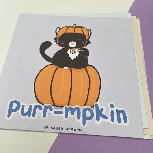 Purr-mpkin art card, cute Halloween cat - Cute & Spooky Collection