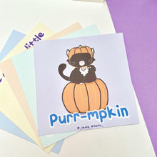Load image into Gallery viewer, Purr-mpkin art card, cute Halloween cat - Cute &amp; Spooky Collection