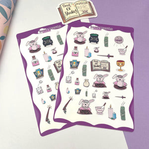 Witchy Bunny Sticker Sheet - Magical Collection