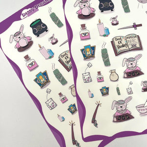 Witchy Bunny Sticker Sheet - Magical Collection