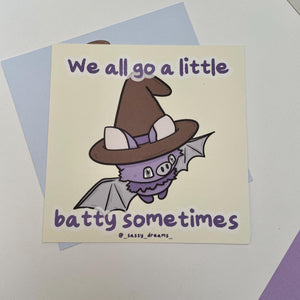 Batty art card, Halloween art card, cute bat card- Cute & Spooky Collection