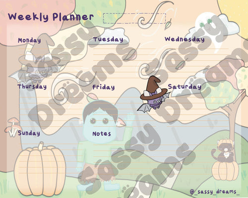 Halloween Weekly Planner sheet - Cute & Spooky Collection
