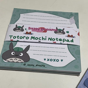 Japanese Anime mochi notepad, kiki cat, forest spirit, handmade notepads