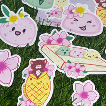 Load image into Gallery viewer, Sakura Sweets Die cut pack, cute mochi stickers, die cut stickers, taiyaki sticker, planner stickers