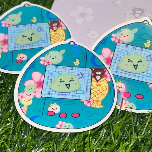 Tamogotchi mochi sticker, holo finish mochi sticker, tamagotchi style sticker, planner sticker, mochi sticker
