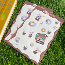 Load image into Gallery viewer, Bunny Cafe, Coffee stickers, cute coffee stickers, planner stickers, stickers