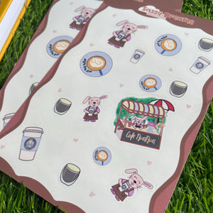 Bunny Cafe, Coffee stickers, cute coffee stickers, planner stickers, stickers