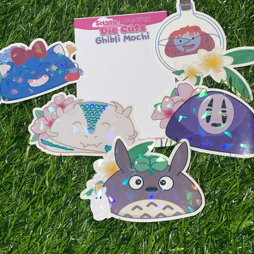 Mochi Die Cut Stickers, holo stickers, dragon sticker, die cuts - Sakura Sweets collection