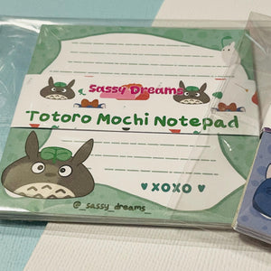 Japanese Anime mochi notepad, kiki cat, forest spirit, handmade notepads