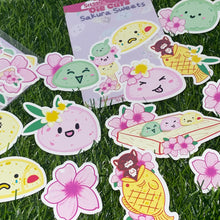 Load image into Gallery viewer, Sakura Sweets Die cut pack, cute mochi stickers, die cut stickers, taiyaki sticker, planner stickers