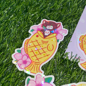 Sakura Sweets Mochi Die Cut Stickers, holo stickers, dango sticker, mochi, taiyaki sticker
