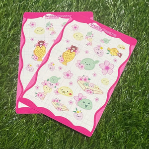 Sakura Sweets sticker sheet, cute Japanese kawaii mochi stickers, dango sticker