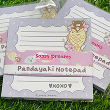 Load image into Gallery viewer, Sakura Sweets notepads, Japanese Kawaii mochi notepad, handmade notepad, dango notepad, Taiyaki notepad
