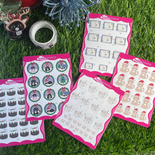 Cozy Catmas Mini Decorative Sticker Sheets - Cozy Catmas collection