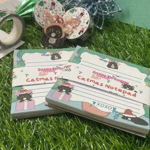 Cozy Catmas Handmade Notepad stationery - Cozy Catmas Collection