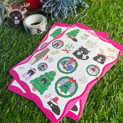 Cozy Catmas Christmas Stickers - Perfect for Cat Lovers!