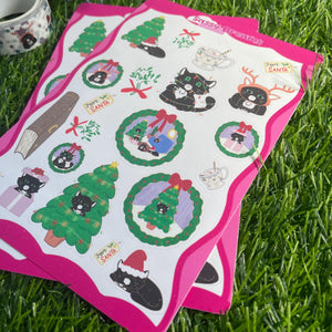 Cozy Catmas Christmas Stickers - Perfect for Cat Lovers!
