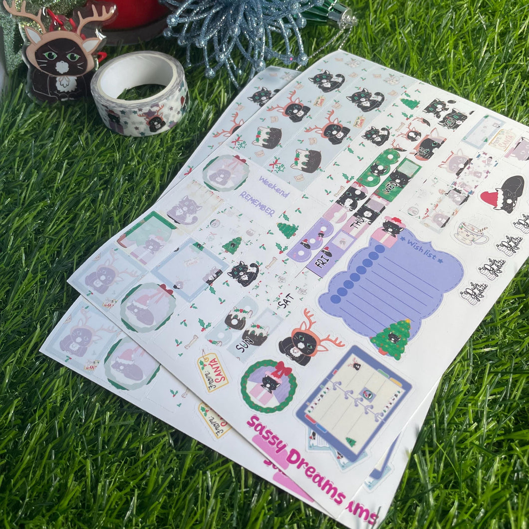 Cozy Catmas Hobonichi Weeks Style sticker kit - Cozy Catmas Collection
