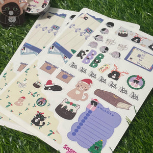 Cozy Catmas Journaling Sticker Kit - Festive Fun for Your Planner!