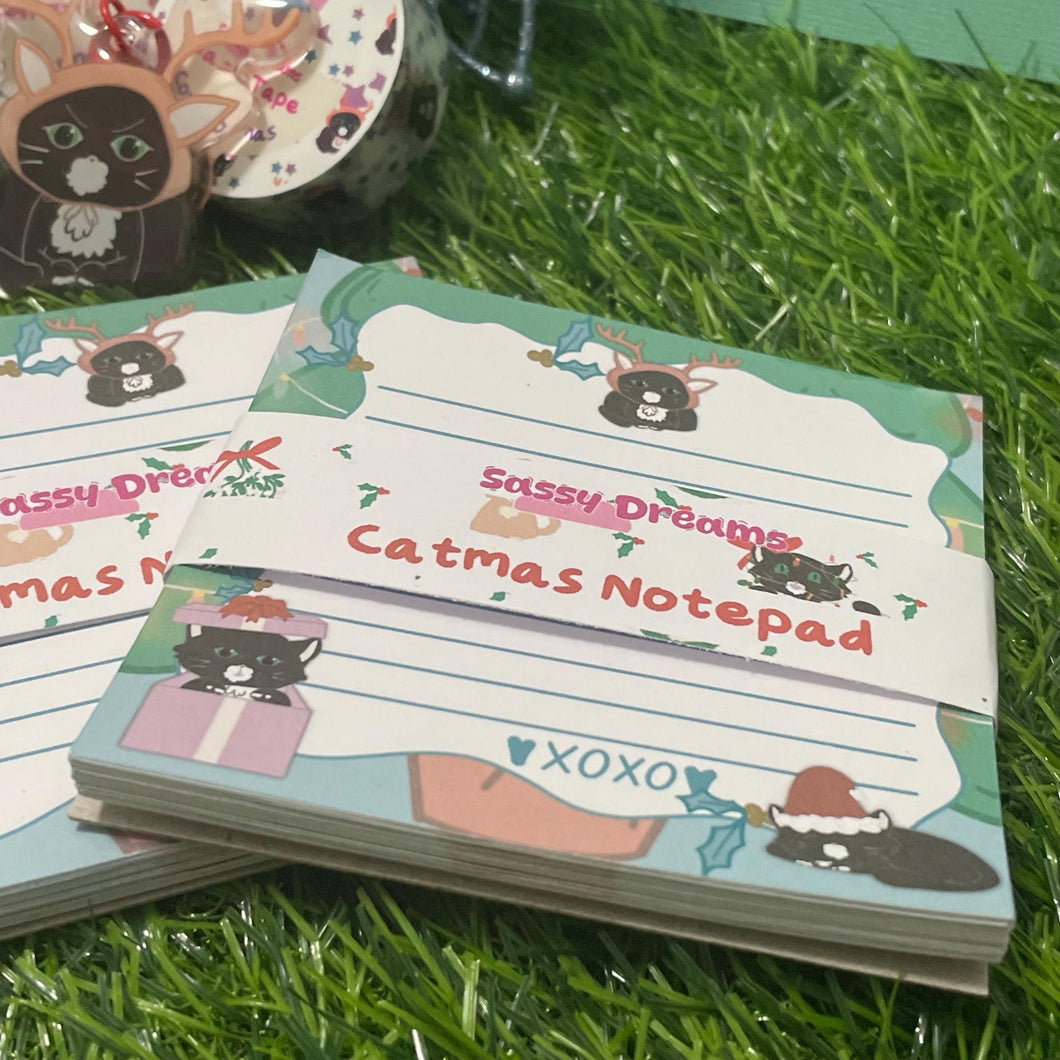 Cozy Catmas Handmade Notepad stationery - Cozy Catmas Collection