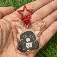 Load image into Gallery viewer, Cozy Catmas Keychain - Adorable cat in reindeer antlers - acrylic keychain, planner charm - Cozy Catmas collection