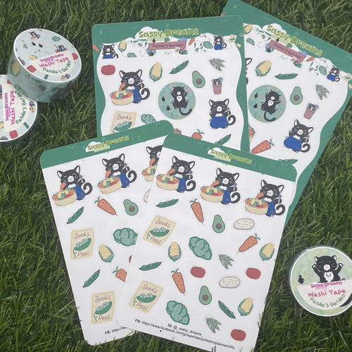 Panda's Harvest stickers | Vegetables & Harvest Basket Mixed Stickers - Panda's Garden Collection