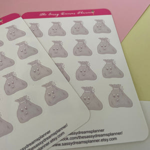Rubbish bag stickers, rubbish day, planner stickers, trash stickers