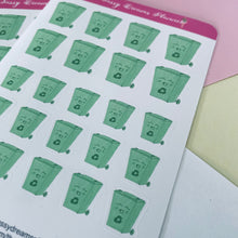 Load image into Gallery viewer, Recycle bin stickers, recycle day, planner stickers