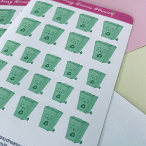 Recycle bin stickers, recycle day, planner stickers