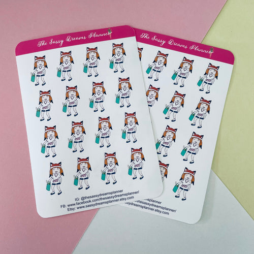 Grocery stickers, Planner girl Kit, Fox girl planner stickers, planner stickers, stickers