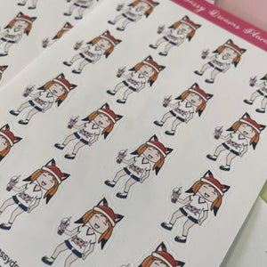 Boba stickers, Planner girl Kit, Fox girl planner stickers, planner stickers, stickers