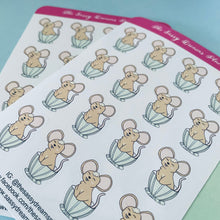Load image into Gallery viewer, Always time for tea stickers, tea time stickers, mouse in a cup stickers, planner stickers