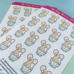 Always time for tea stickers, tea time stickers, mouse in a cup stickers, planner stickers