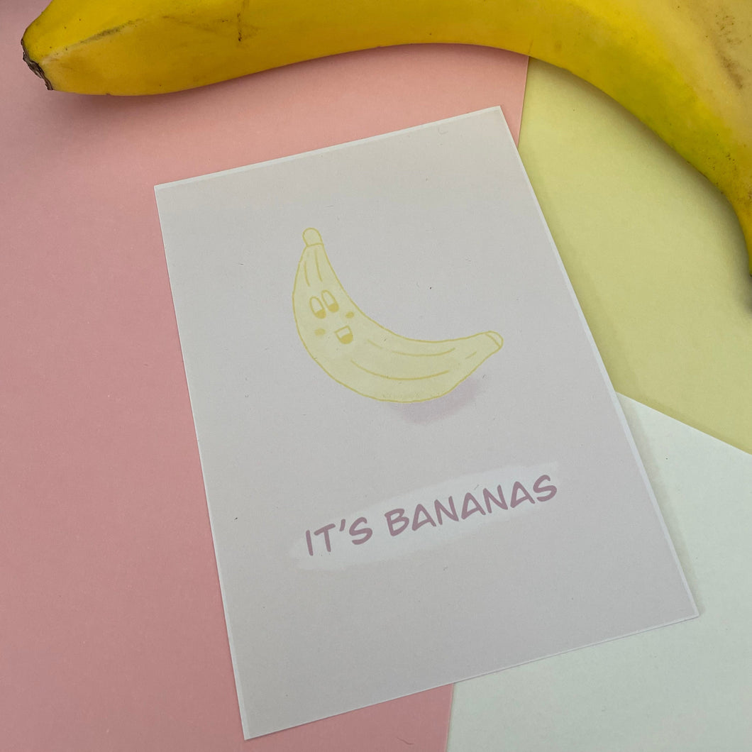 A6 Banana Card, Postcard, Dashboard, It's bananas