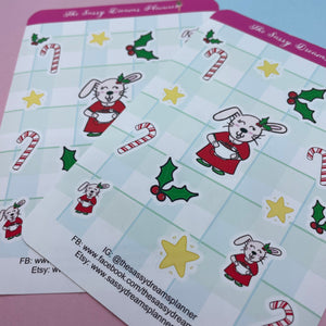 Bun Bun: Christmas sticker, stickers, planner stickers