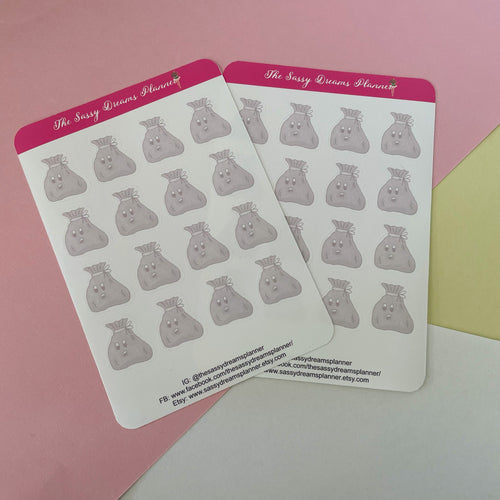 Rubbish bag stickers, rubbish day, planner stickers, trash stickers