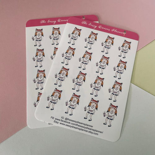 Boba stickers, Planner girl Kit, Fox girl planner stickers, planner stickers, stickers