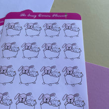 Load image into Gallery viewer, Bun Bun: Bubble Bath time, bath, bubble, bath time stickers, planner stickers, bunny stickers