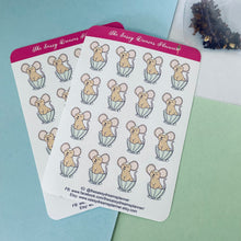 Load image into Gallery viewer, Always time for tea stickers, tea time stickers, mouse in a cup stickers, planner stickers