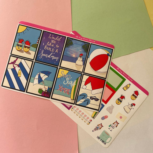 Summer Christmas Planner Sticker kit, planner stickers, mini christmas sticker kit