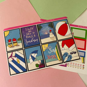 Summer Christmas Planner Sticker kit, planner stickers, mini christmas sticker kit