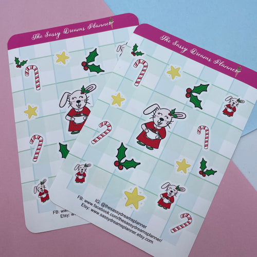 Bun Bun: Christmas sticker, stickers, planner stickers