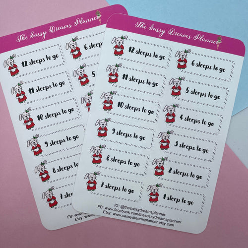 Bun Bun: Christmas countdown sticker, stickers, planner stickers